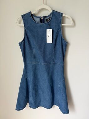 7 for all mankind Sleeveless Denim Fit & Flare Mini Dress